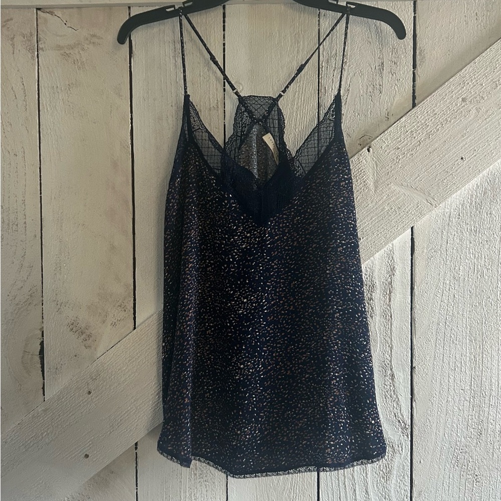 lovestitch Navy Metallic Lace-Back Cami